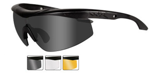 Wiley X Rx Talon in Matte Black ; 3-Lens Set Smoke, Clear, & Rust Lens