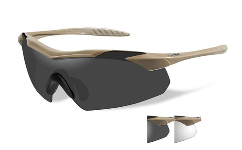 Wiley X Vapor Designer Sport / Work Sunglasses in Tan & Smoke (2-Lens Set)