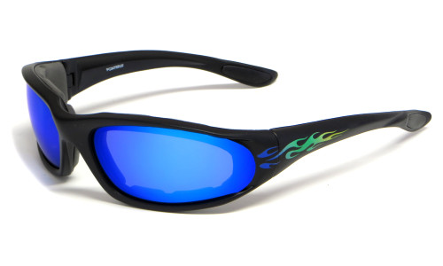 Grand Banks 047 Blue Mirrored Lens Sport Safety Glasses w/ Foam Padding