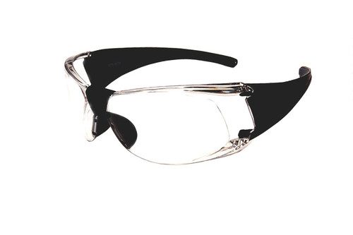 Sport Safety Glasses Z87 Safety Rated in Black w/ Clear Lens STS-0070