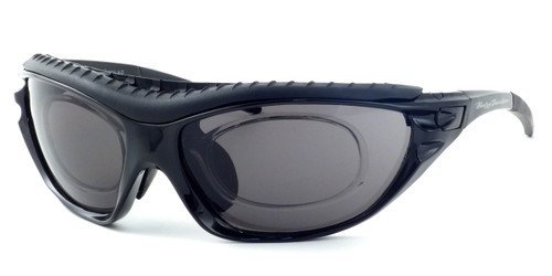 Harley-Davidson HDX822 Safety Glasses Sport Wrap-Around Design with Strap & Foam Inserts (Black Frame & Grey Lens)