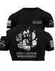 GruntStyle made Paws of Honor collaborative shirt done with Springfield distillery. Featuring front and back prints in white ink, on a black tshirt.