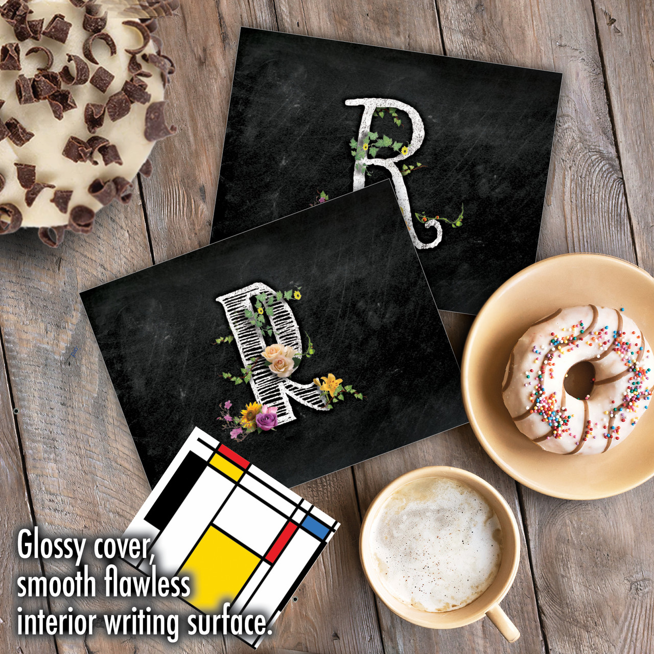 Note Cards Initial R Chalk And Roses Initial R, Assorted Set Of 10 Printed Blank Notecards ...