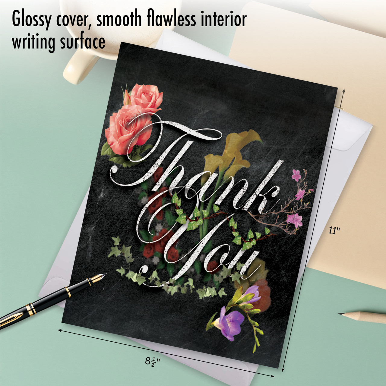 Jumbo Chalk And Roses Thank You - A