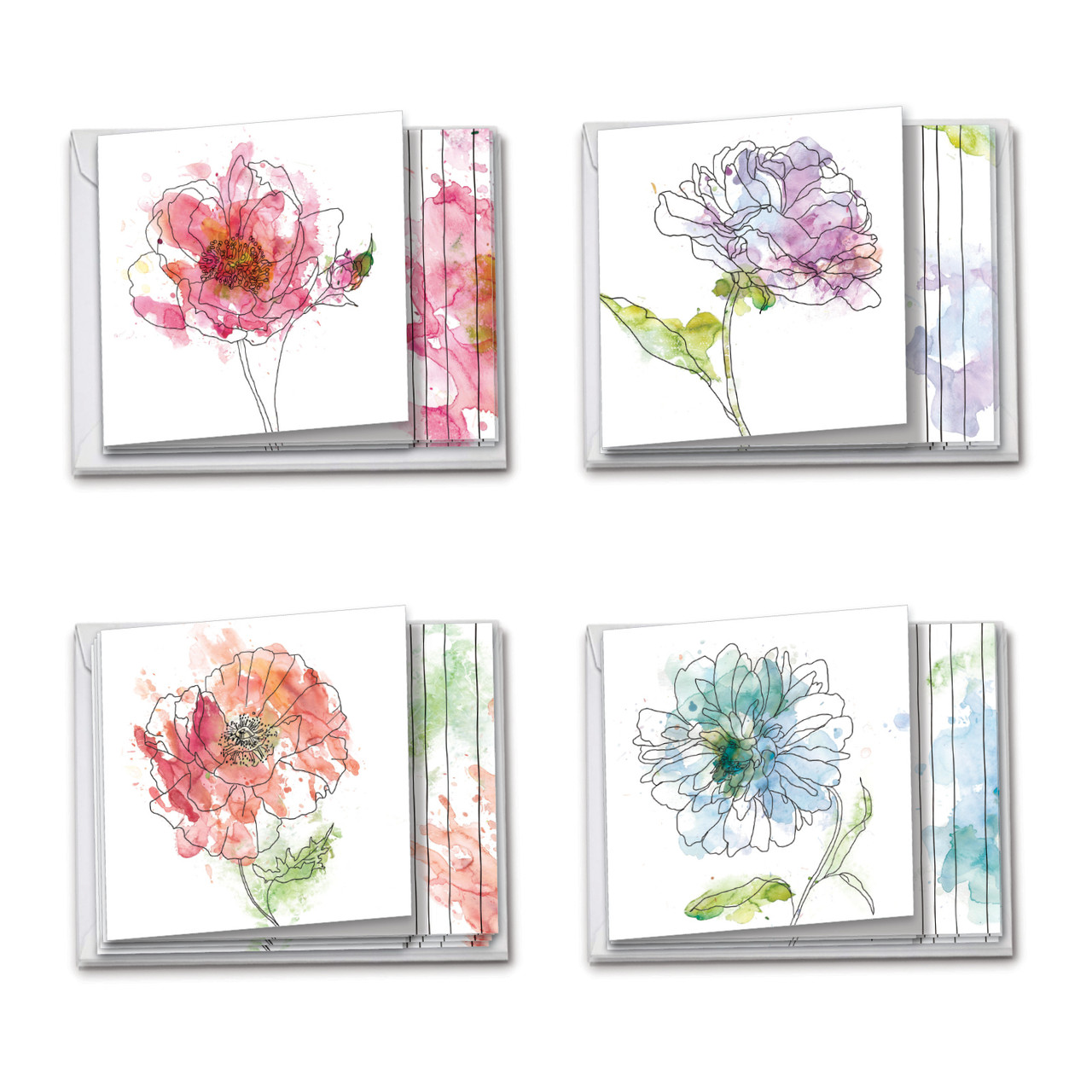 Square Basic Blooms All-Occasion Notecards