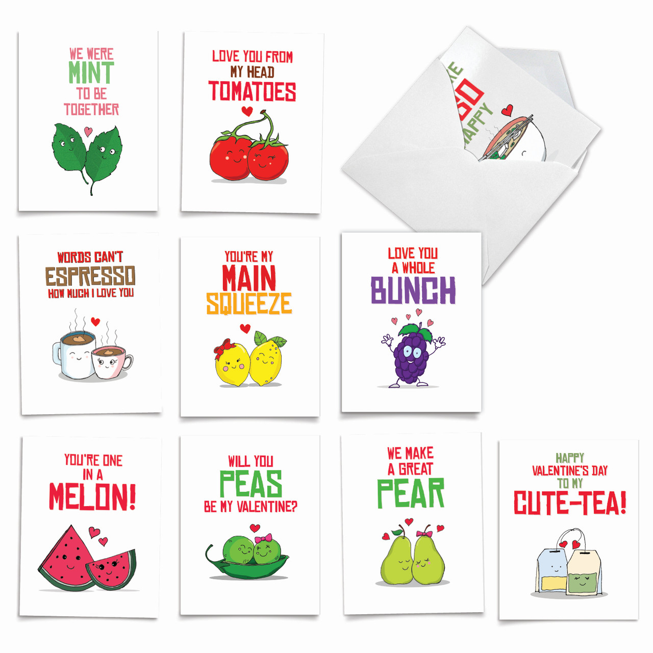 yummy puns, assorted set of valentine's day notecards - am5659vdg