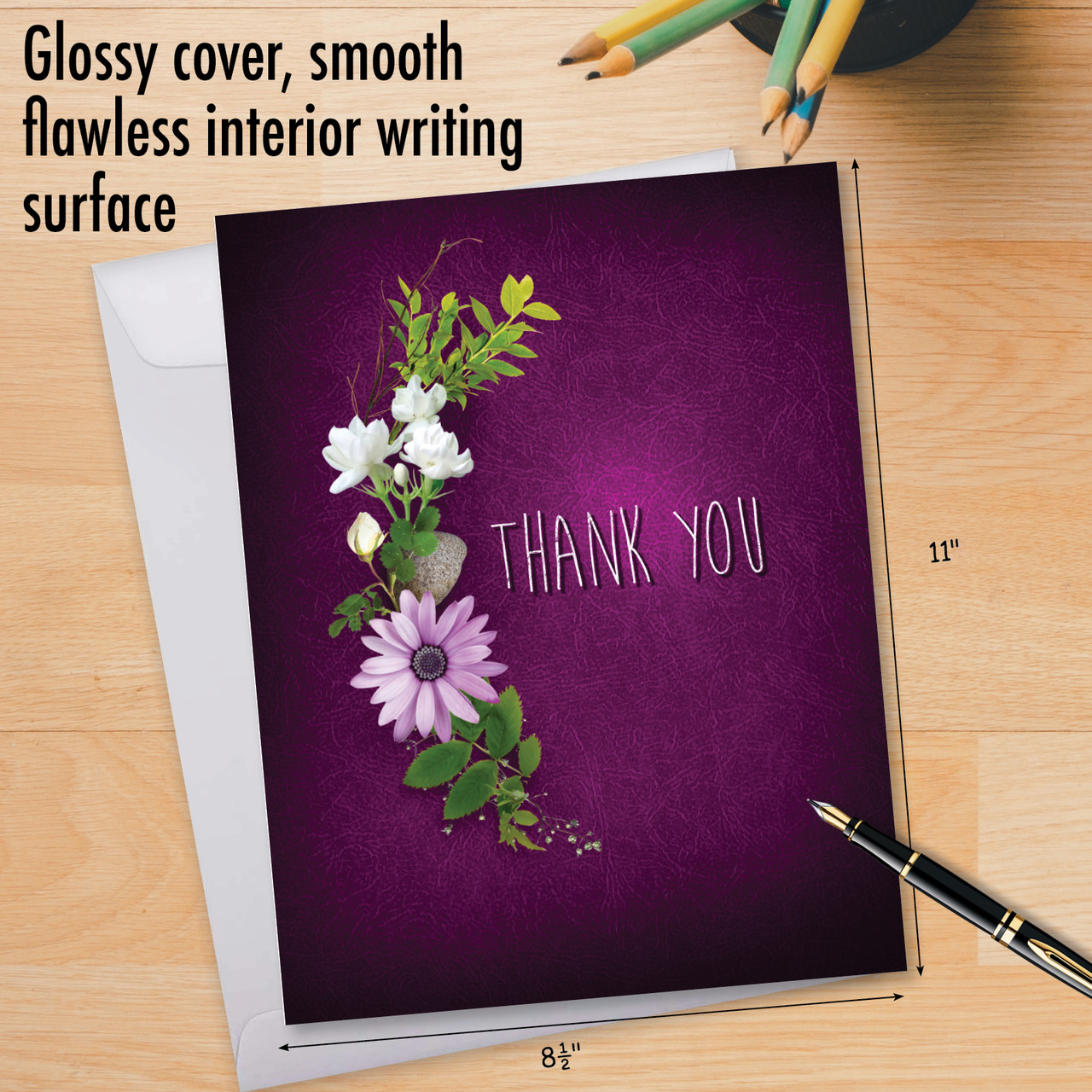 J6842GTY - Many Thanks - Purple: Jumbo Printed Greeting Card