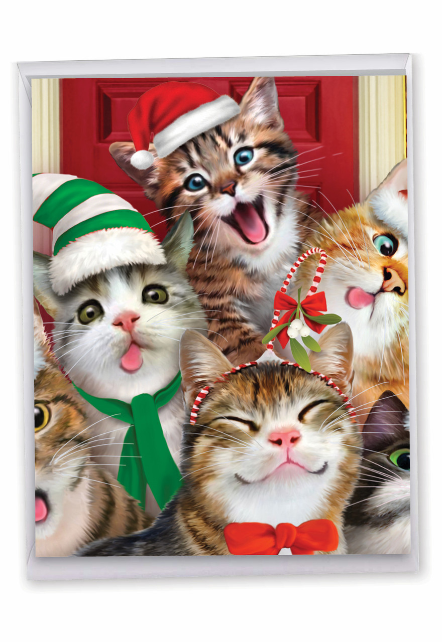 J6652HXS-US - Merry Christmas to Zoo - Cats: Large Greeting Card