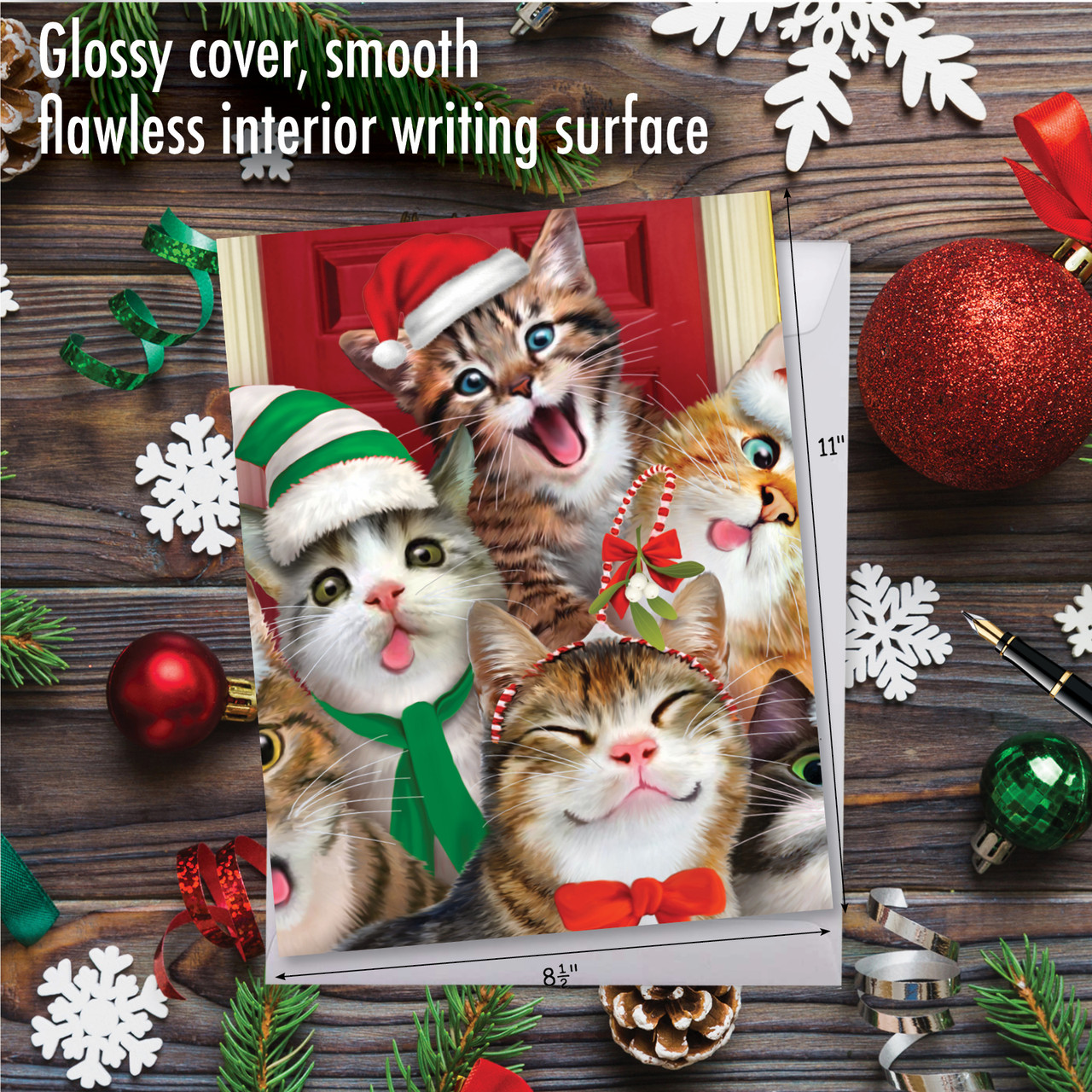 J6652HXS-US - Merry Christmas to Zoo - Cats: Large Greeting Card