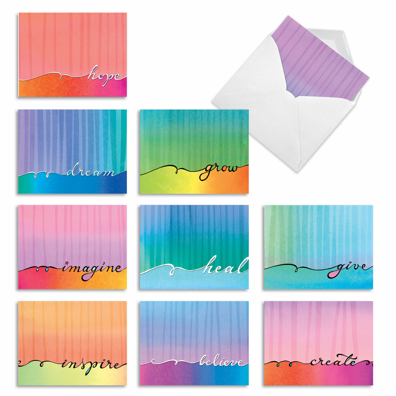 Note Cards Lin's AM3322OC - Love Lines: Mixed Set Of Notecards - TheBestCardCompany.com