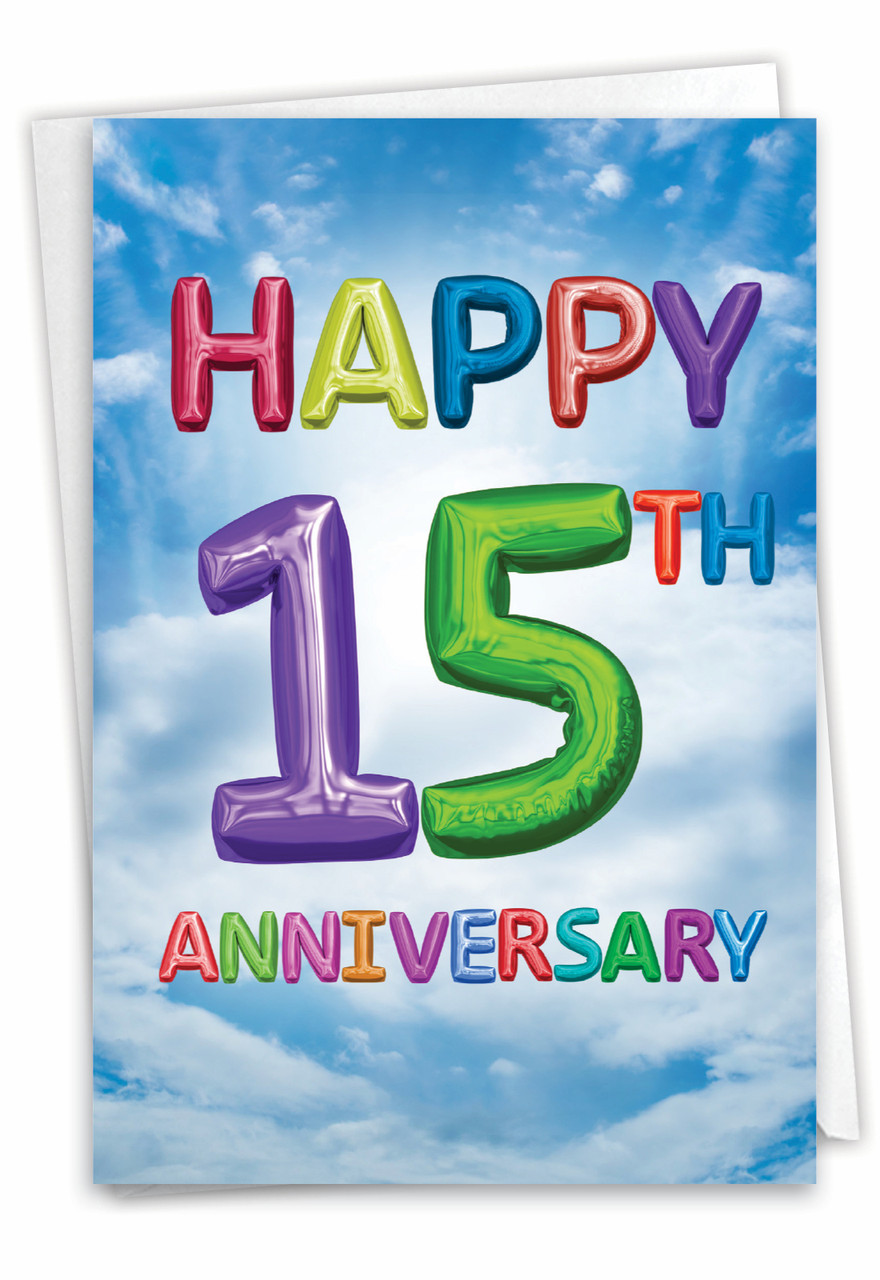 15th Anniversary Card, Cute Crystal Gem Design