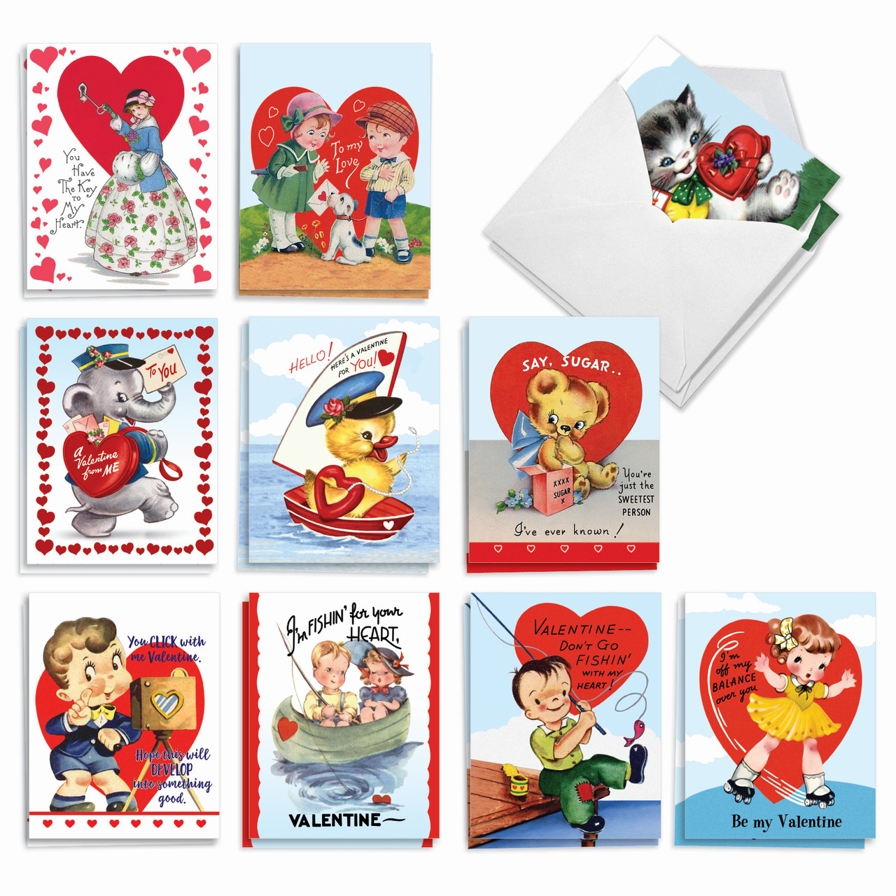 Vintage Kids, Assorted Set Of Valentine's Day Notecards - AM8987VDG