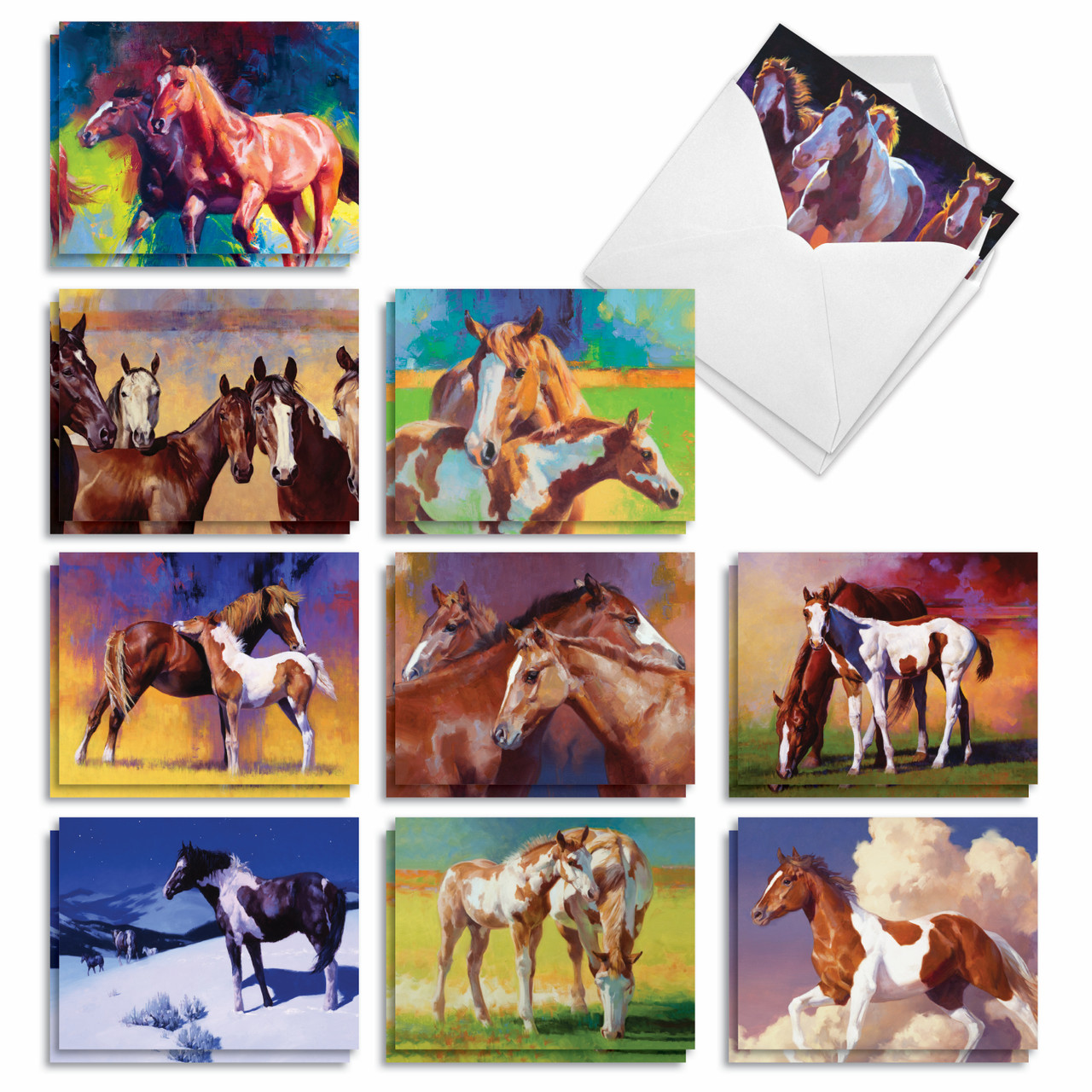 Wild Horses, Assorted Set Of Blank Notecards AM2824OCB