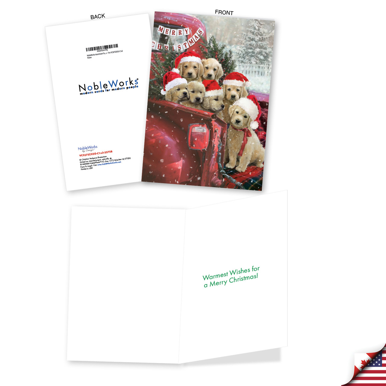 Red Truck Puppies - Trio, Variety Of Printed Christmas