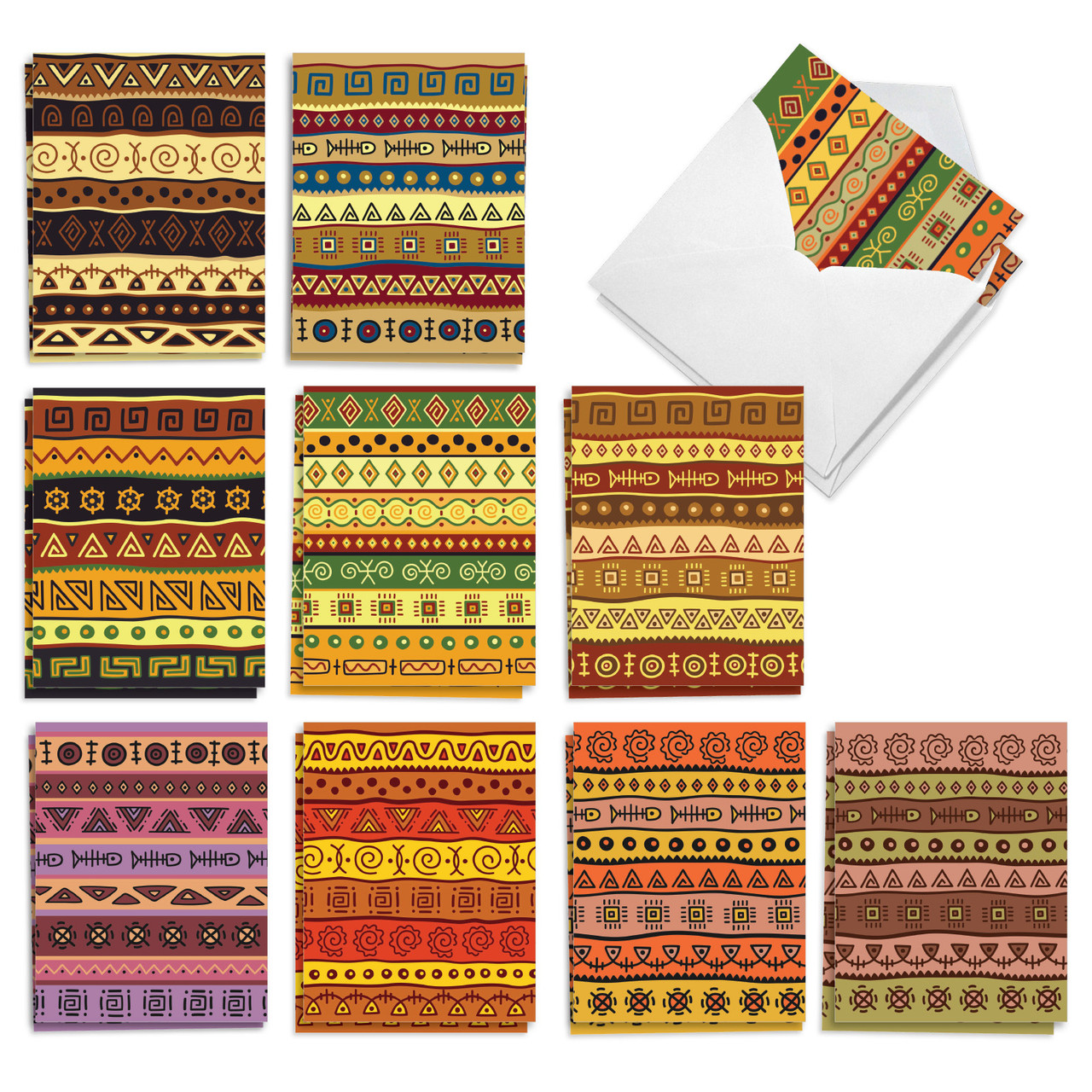 African Motifs, Assorted Set Of 20 Printed Kwanzaa Notecards ...