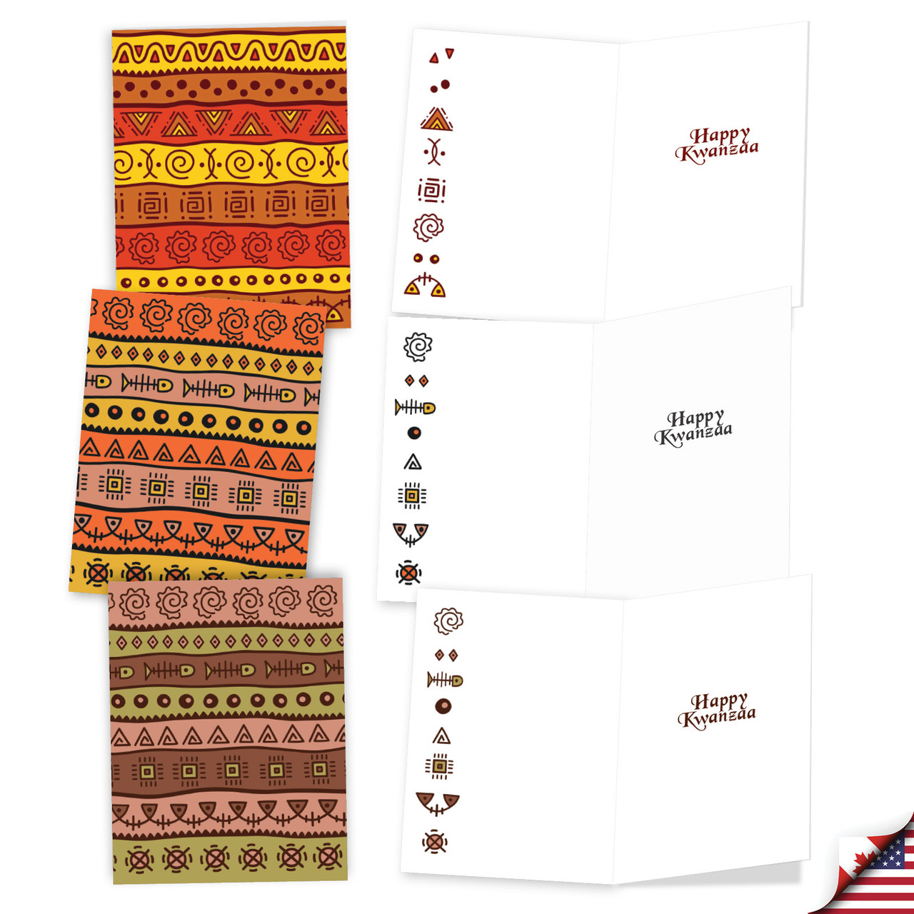 African Motifs, Assorted Set Of 20 Printed Kwanzaa Notecards ...