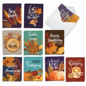 Giving Thanks, Assorted Set Of 20 Printed Thanksgiving Notecards - AM9178TGG