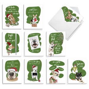 Holiday Dog Days, Assorted Set Of Printed Christmas Notecards - AM10783XSG-B2x10