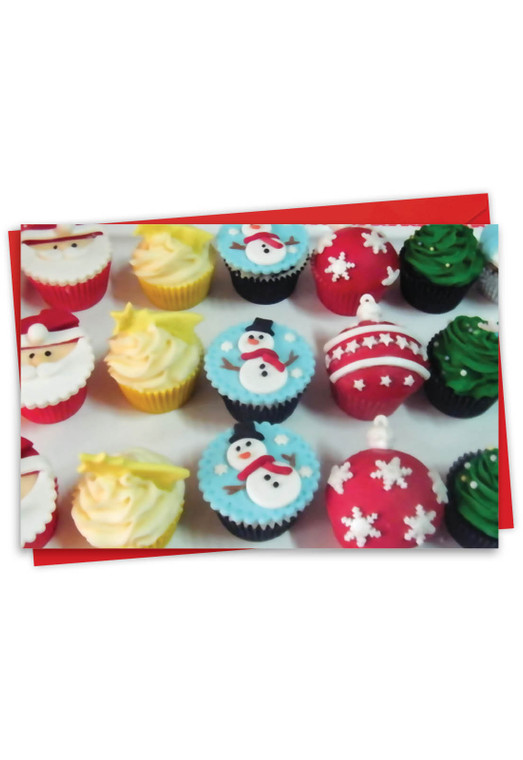 Christmas Cupcakes, Printed Christmas Greeting Card - C3284GXS