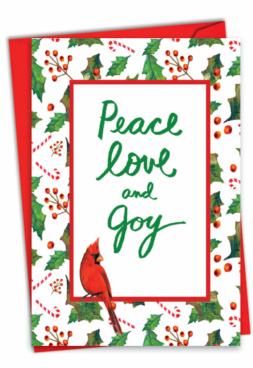 Christmas Words & Birds, Printed Christmas Greeting Card - C6735FXS