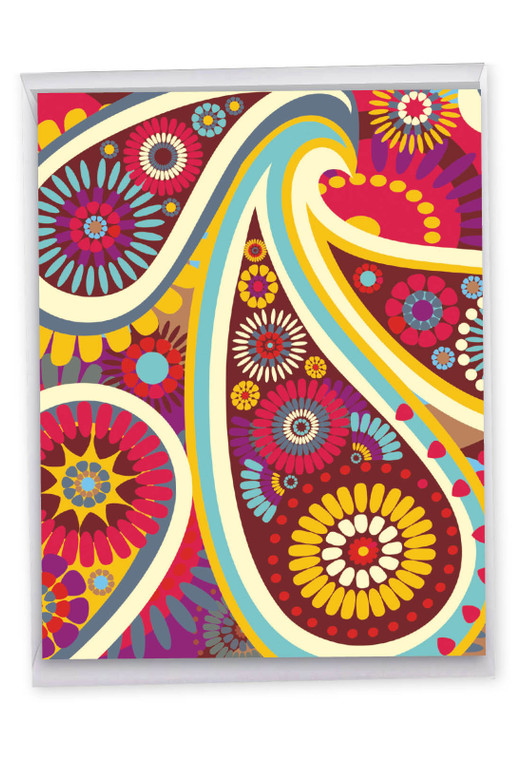 Crazy For Paisley, Extra Large Birthday Greeting Card - J6570IBDG