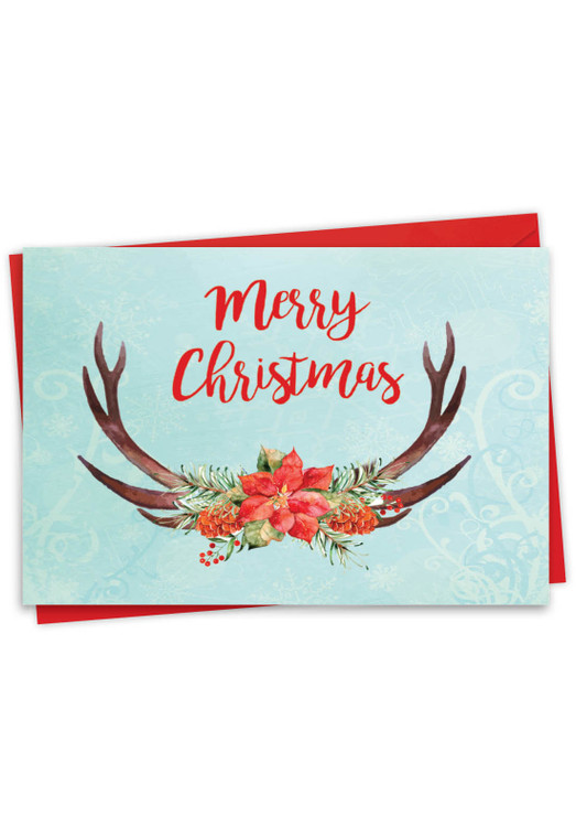 Floral Horns, Printed Seasons Greetings Greeting Card - 6720ASG