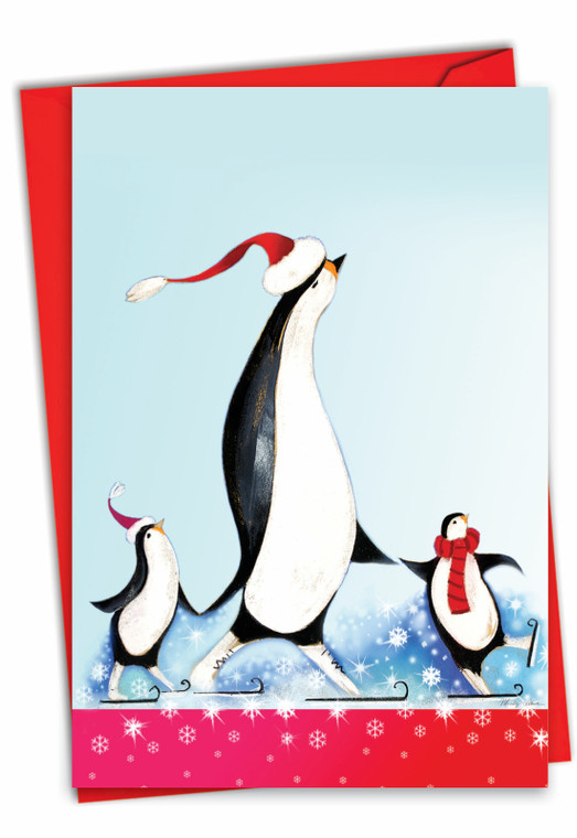 Penguin Partytime, Printed Christmas Greeting Card - C3300BXS