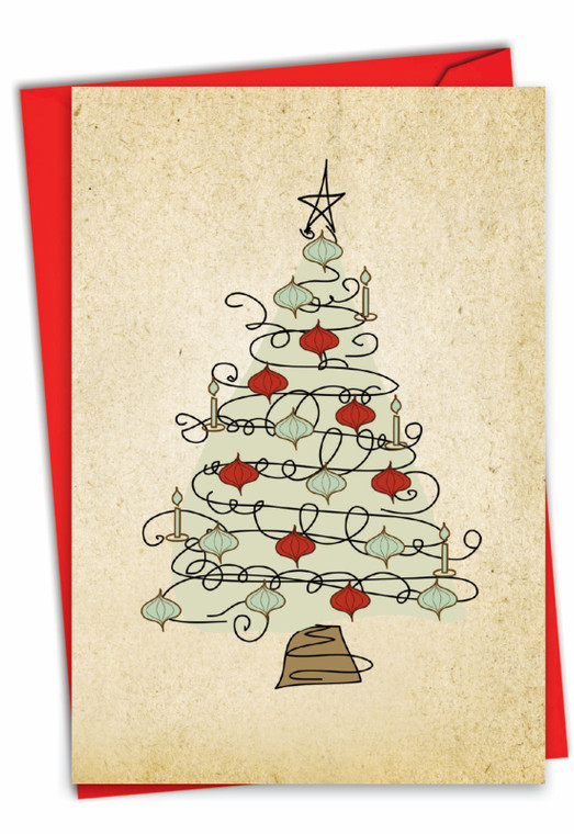 Retro Tannenbaum, Printed Christmas Greeting Card - C6648IXSG