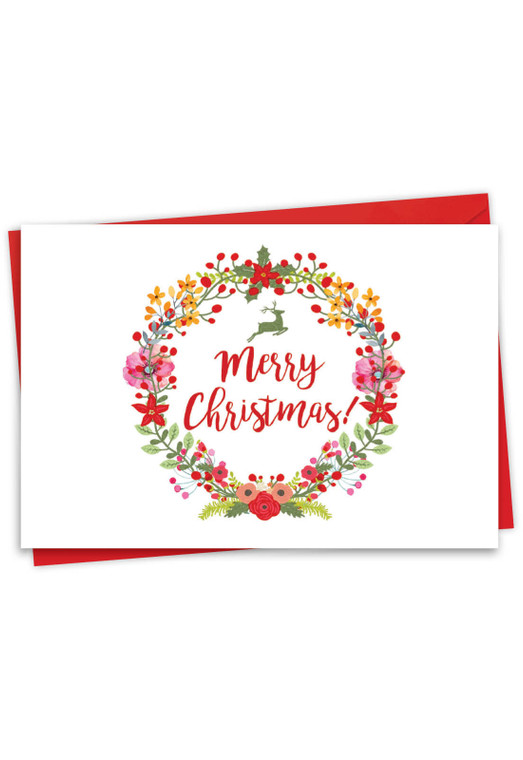 Watercolor Wreaths, Printed Christmas Greeting Card - C6653GXSG