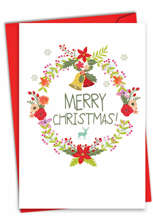 Watercolor Wreaths, Printed Christmas Greeting Card - C6653JXSG
