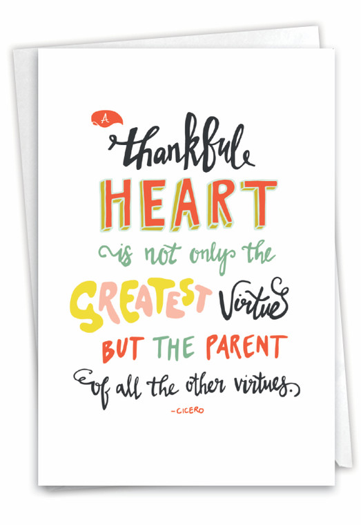 Words Of Appreciation - A Thankful Heart, Printed Thank You Greeting Card - C9633HTYG