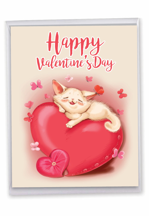 Cat And Heart, Extra Large Valentine's Day Greeting Card - J3466VDG