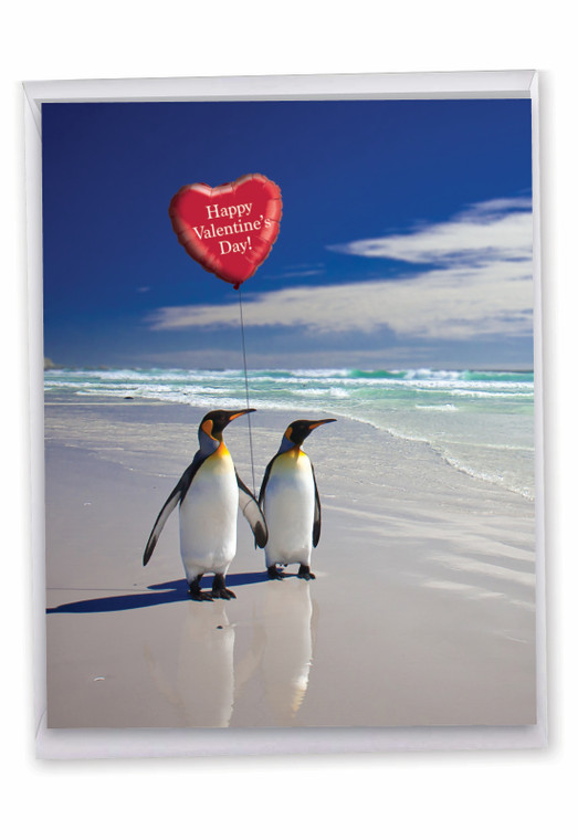 Beach Penguins, Jumbo Valentine's Day Greeting Card - J3514VDG