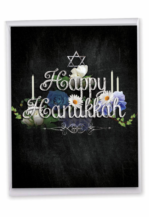 Chalk And Roses, Jumbo Hanukkah Greeting Card - J2358AHKG