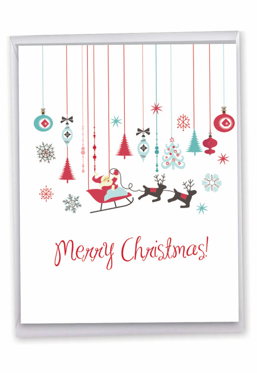 Red And Blue Retro Christmas, Extra Large Christmas Greeting Card - J6663JXSG