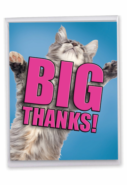 Cat Big Thanks, Jumbo Thank You Greeting Card - J2368DTYG