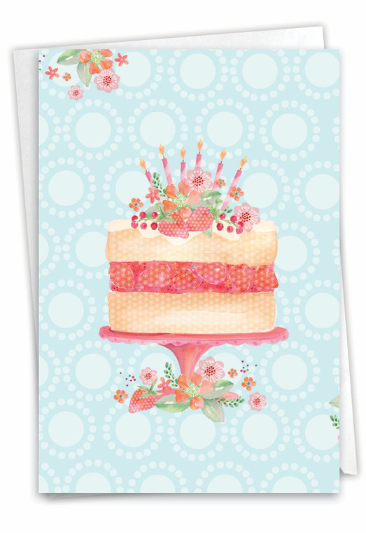 Watercolor Cake, Printed Birthday Greeting Card - C2984BBDG