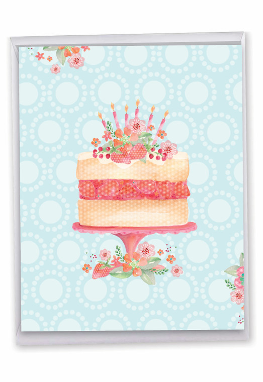 Watercolor Cake, Extra Large Birthday Greeting Card - J2984BBDG