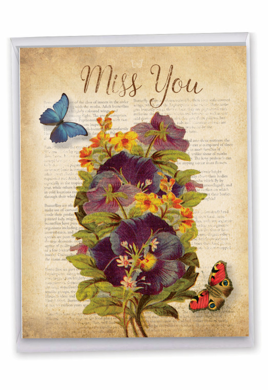 Fluttering Words, Jumbo Miss You Greeting Card - J6477AMYG