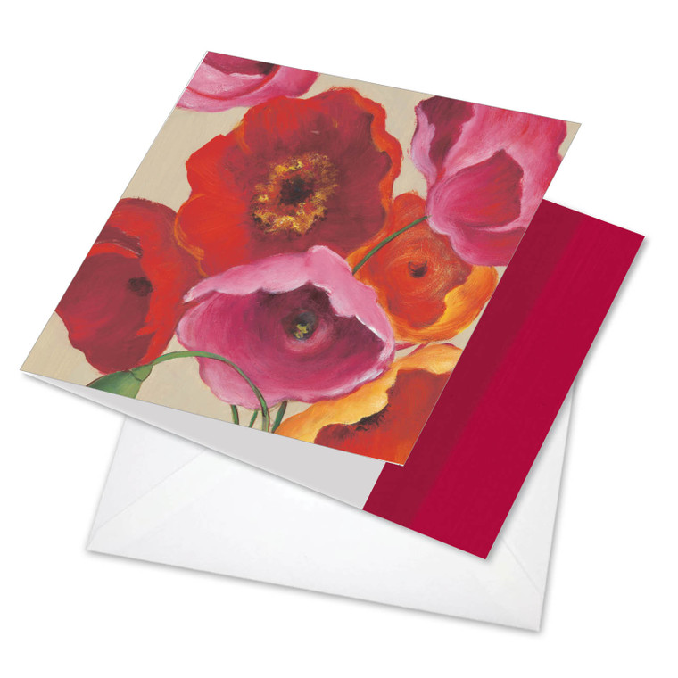 Painted Poppies, Printed Square-Top Birthday Greeting Card - CQ4548ABDG