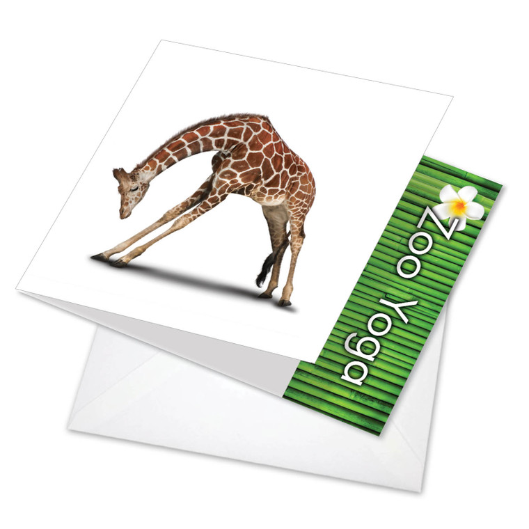 Zoo Yoga - Giraffe, Printed Square-Top Blank Greeting Card - CQ6547BOCB