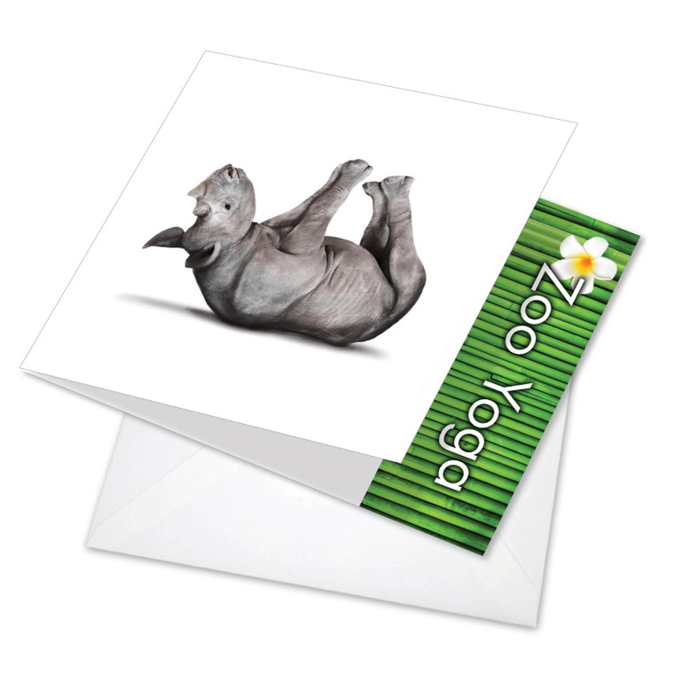 Zoo Yoga - Rhinoceros, Printed Square-Top Blank Greeting Card - CQ6547HOCB