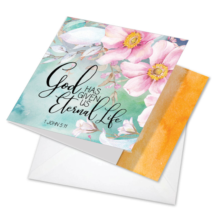 Floral Condolences - Eternal Life, Printed Square-Top Blank Greeting Card - CQ4255ASMB