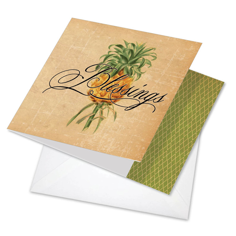 Pineapple Plenty - Blessings, Printed Square-Top Blank Greeting Card - CQ4938HOCB
