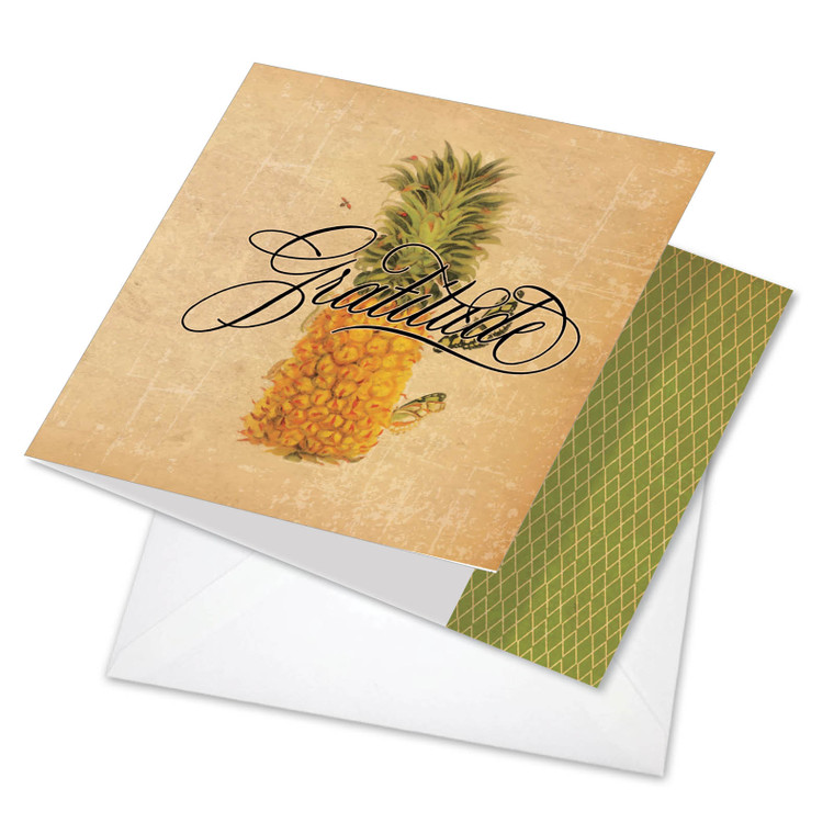 Pineapple Plenty - Gratitude, Printed Square-Top Blank Greeting Card - CQ4938GOCB