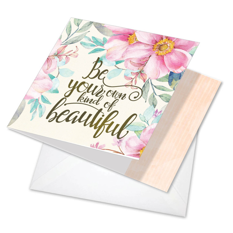 Words Of Encouragement - Own Kind Of Beautiful, Printed Square-Top Blank Greeting Card - CQ4979GFRB
