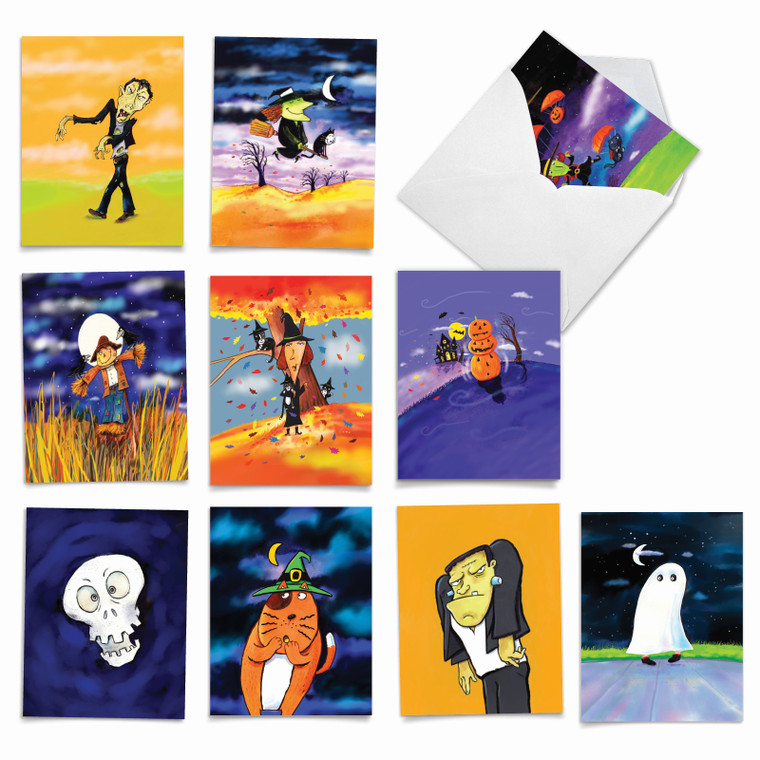Halloween Whimsy, Assorted Set Of Halloween Notecards - AM4181HWG