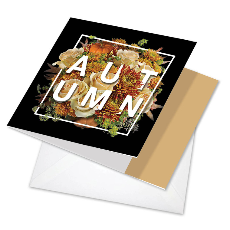 4 Season's Greetings - Autumn, Printed Square-Top Blank Greeting Card - CQ4954COCB