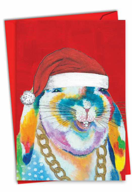 Christmas Funny Farm - Bunny, Printed Christmas Greeting Card - C4982GXSG
