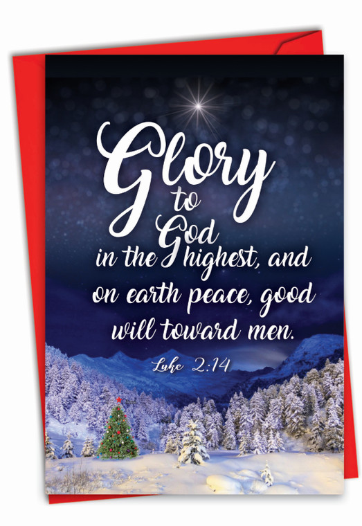 Christmas Quotes - Luke 2:14, Printed Christmas Greeting Card - C5078GXSG